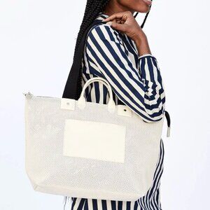 Clare V. Le Zip Sac with Front Pocket Cream Perf